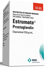 Estrumate reproductive hormone for cattle and swine