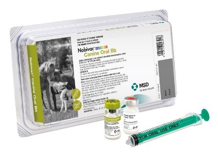 Nobivac Canine Oral Bb pack shot with vials and oral only syringe